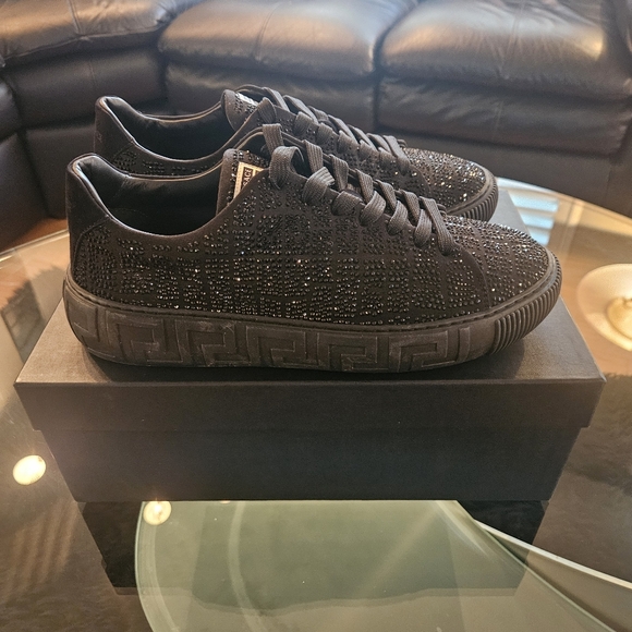 Versace Black Crystal-Embellished Men's Sneakers